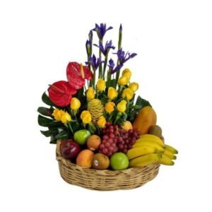 Canasta de Frutas y Anturios Elegancia Natural