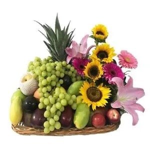 Canasta Primaveral Girasoles y Delicias Frutales