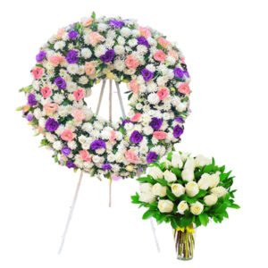 Paquete 4 Corona Fúnebre y Jarrón