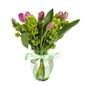 Jarrón con Tulipanes Morados